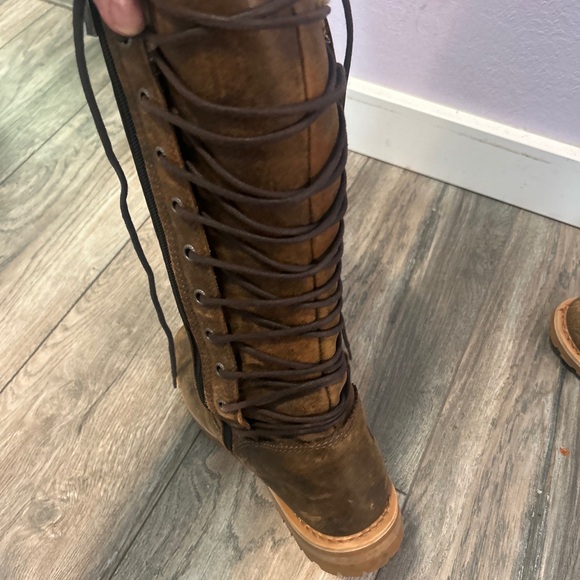 HARLEY-DAVIDSON Brown Leather Dorland Zip Motorcycle Full Back-Lace Up Boots 9.5 - Picture 4 of 16